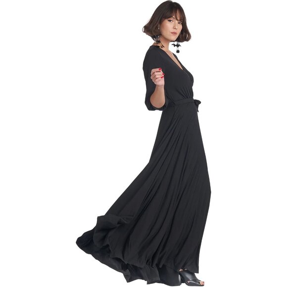 NWT Buru black stretch jersey wrap maxi dress - Picture 6 of 11